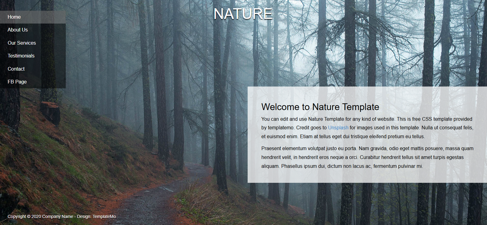 Plantilla Nature para retiros y camping