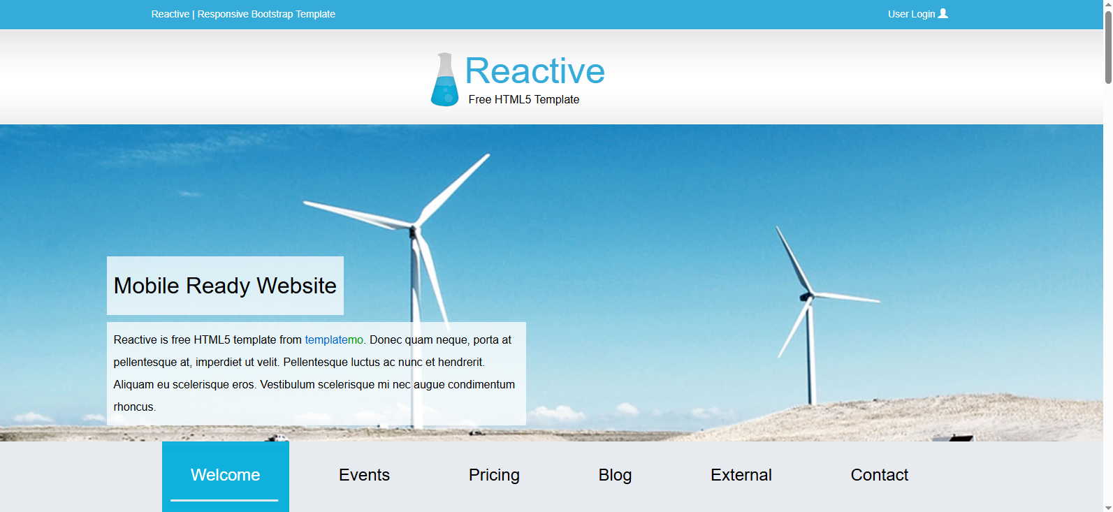 Plantilla Reactive para turismo y planes de viaje